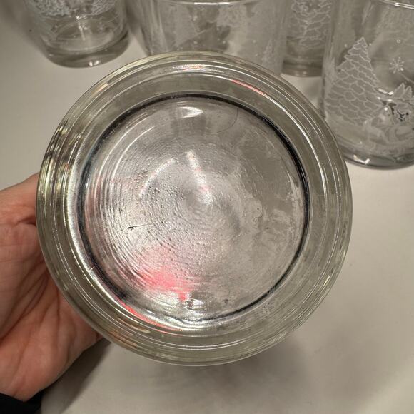 Vintage Avon Through The Woods Frosted Winter Sleigh Ride Low Ball Glasses EUC6 - Picture 7 of 9